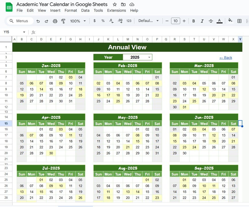 Annual View Sheet Tab