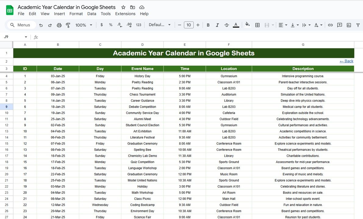 Events Sheet Tab