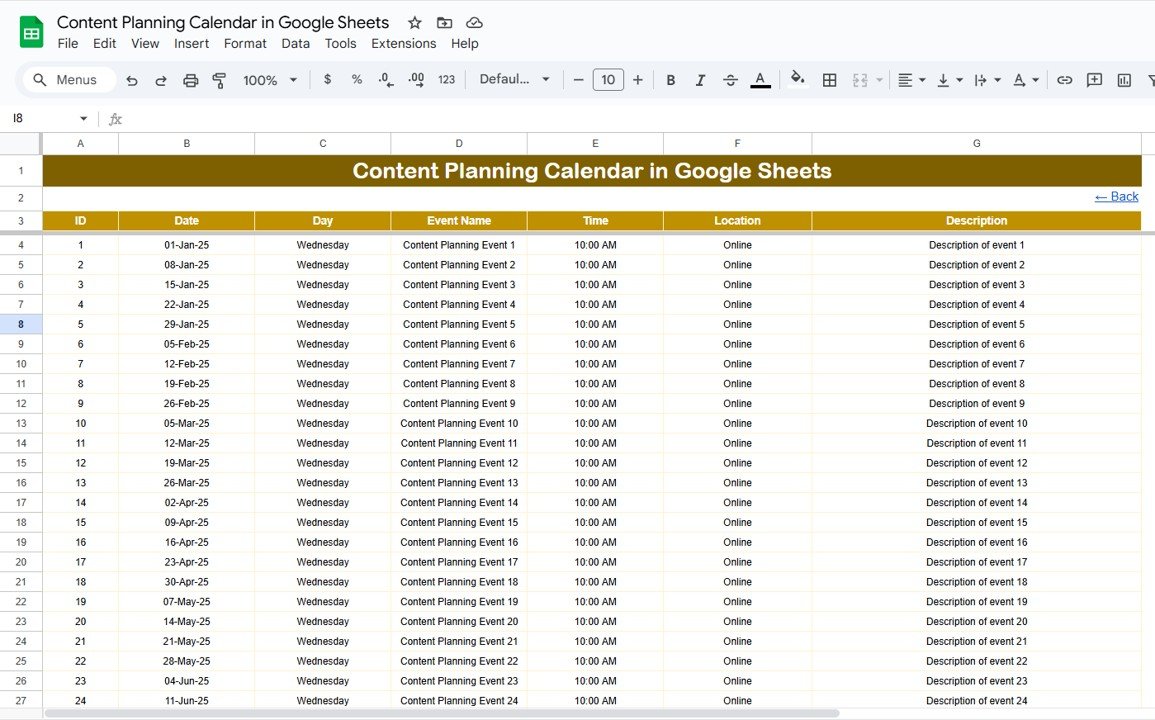 Events Sheet Tab