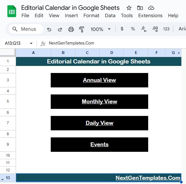 Editorial Calendar in Google Sheets