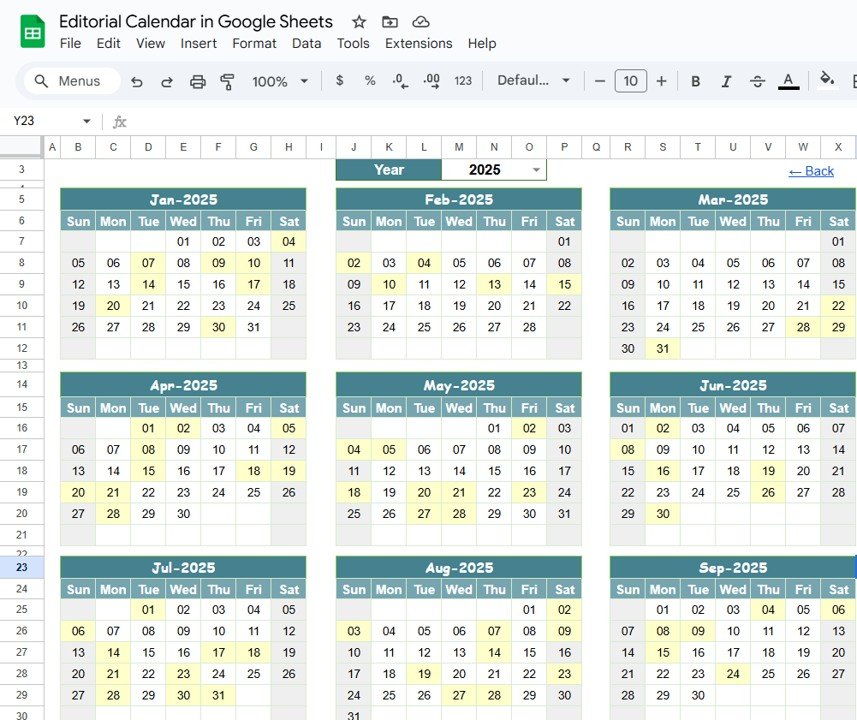 Annual View Sheet Tab