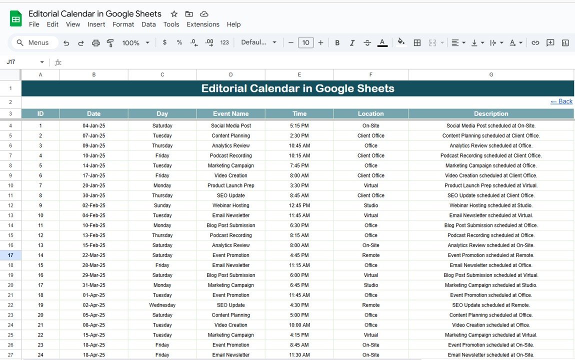 Events Sheet Tab