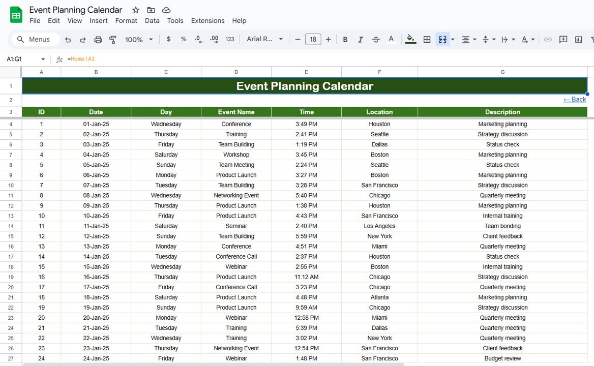 Events Sheet Tab