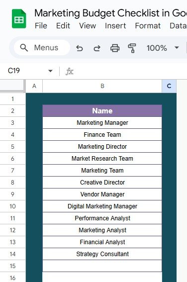 List Sheet Tab