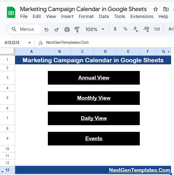 Marketing Campaign Calendar in Google Sheets
