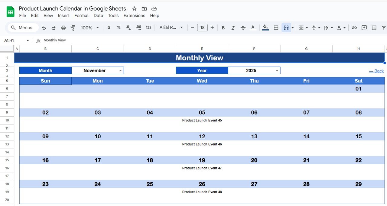 Monthly View Sheet Tab
