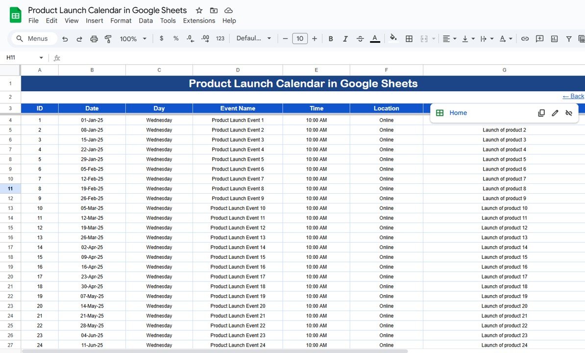 Events Sheet Tab