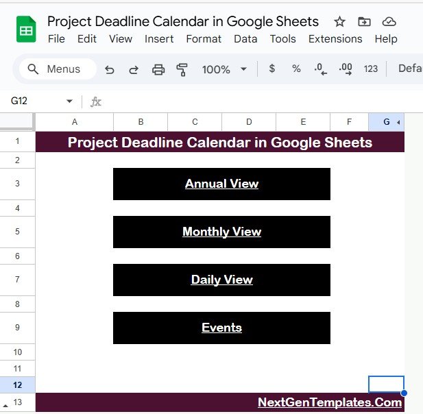 Project Deadline Calendar in Google Sheets