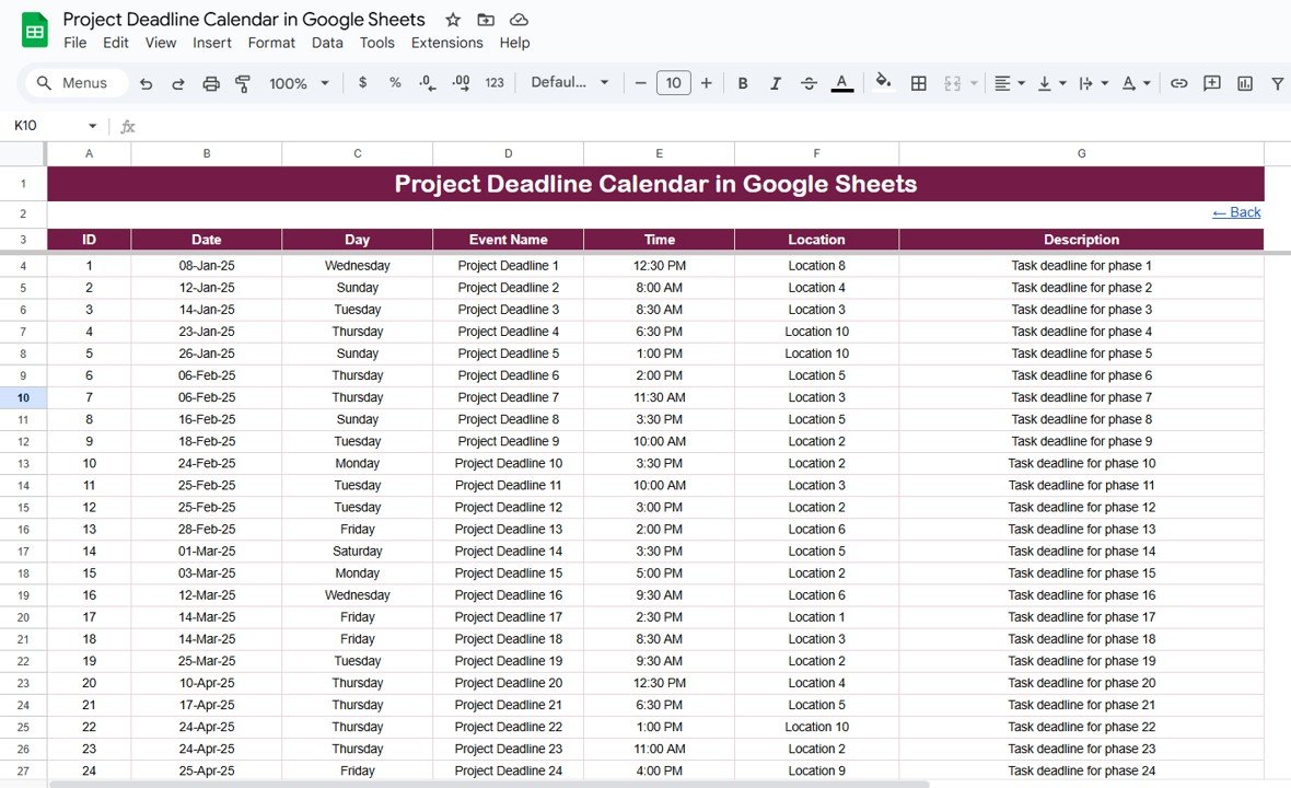Events Sheet Tab
