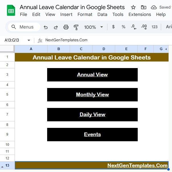 Annual Leave Calendar in Google Sheets