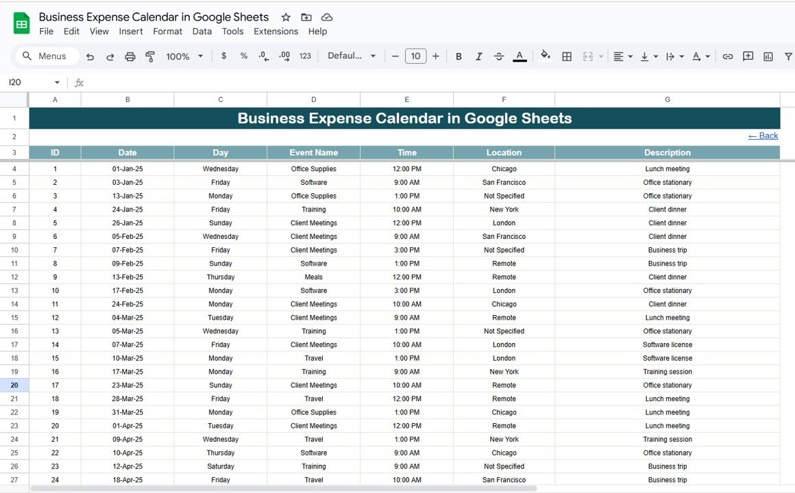 Events Sheet Tab