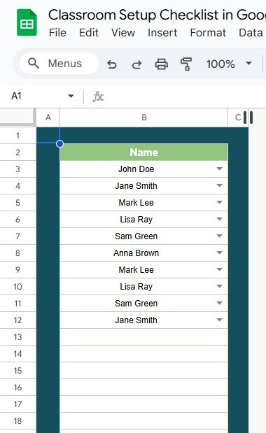 List Sheet