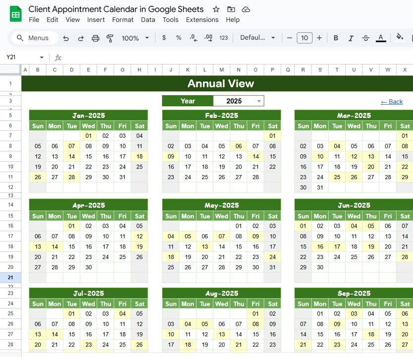 Annual View Sheet Tab