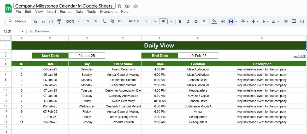 Daily View Sheet Tab