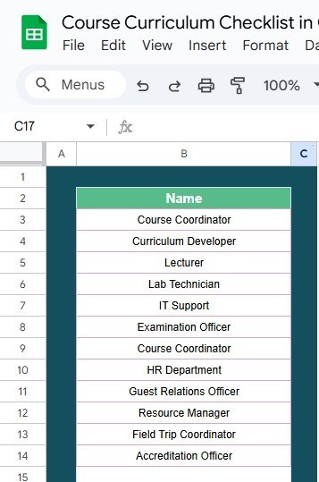 List Sheet Tab