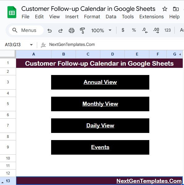 Customer Follow-up Calendar in Google Sheets