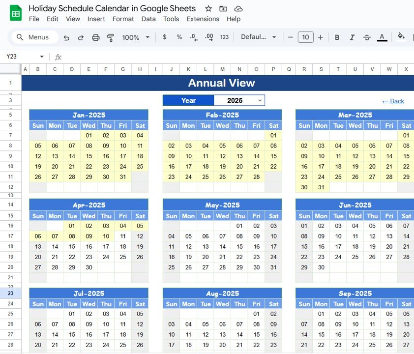 Annual View Sheet Tab