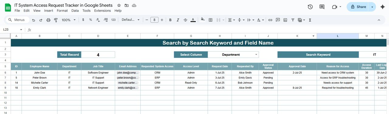 Search Sheet Tab
