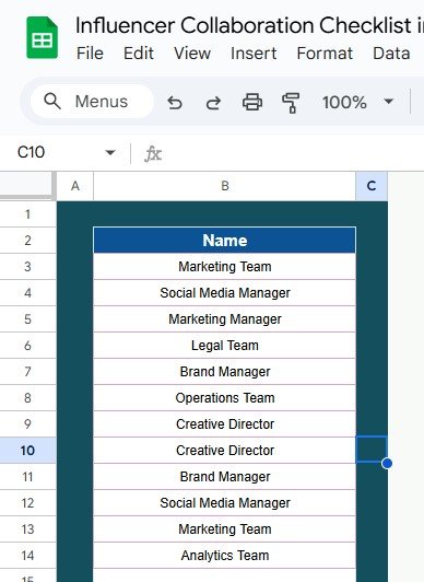 List Sheet Tab