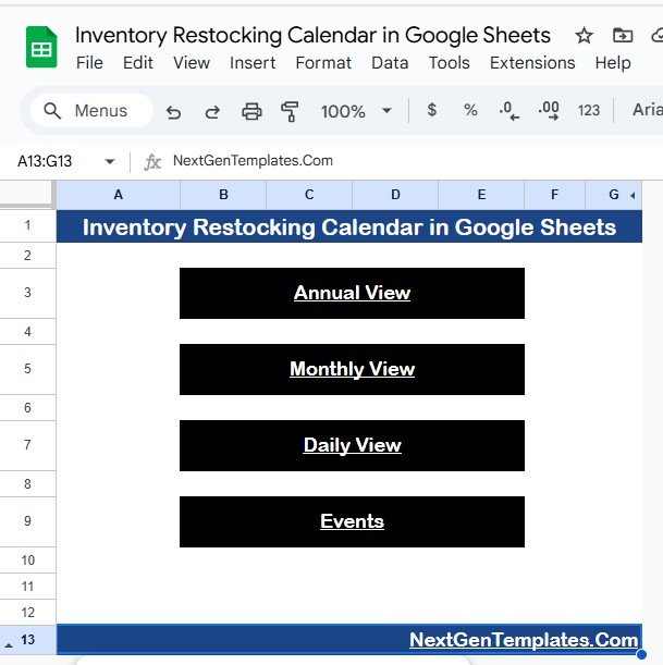 Inventory Restocking Calendar in Google Sheets