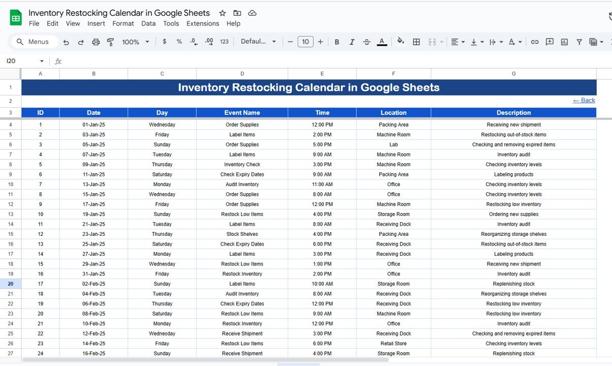 Events Sheet Tab