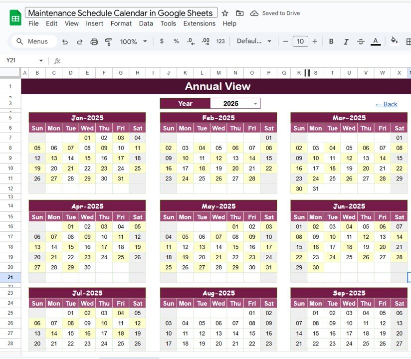 Monthly View Sheet Tab