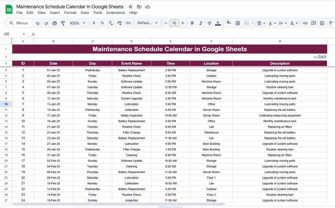 Events Sheet Tab