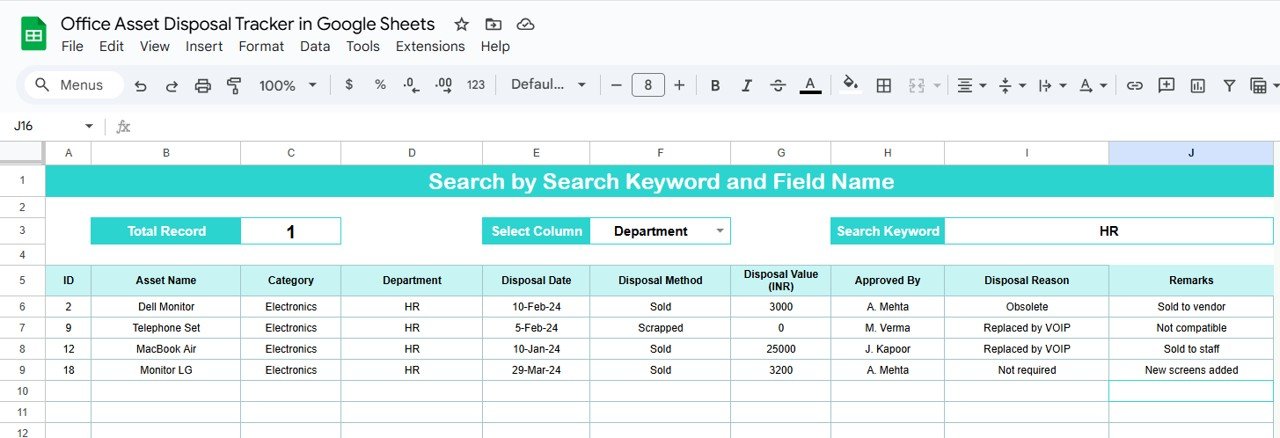 Search Sheet Tab