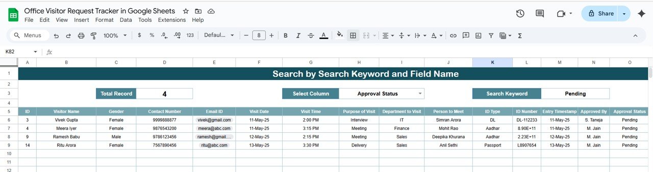 Search Sheet Tab