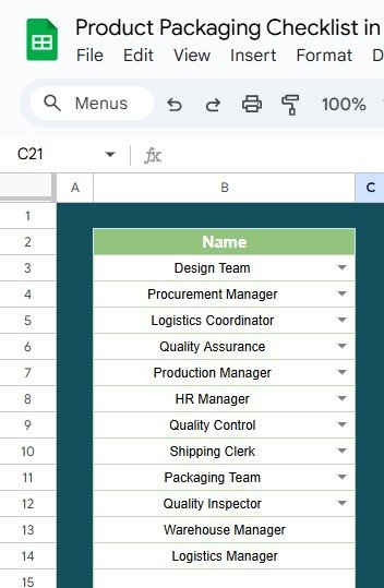 List Sheet