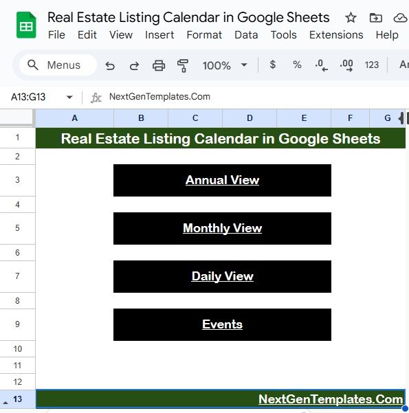 Real Estate Listing Calendar in Google Sheets