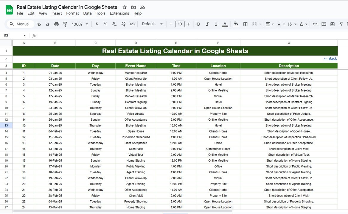 Events Sheet Tab
