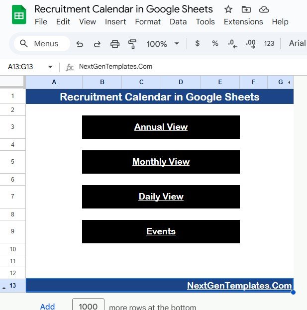 Recruitment Calendar in Google Sheets