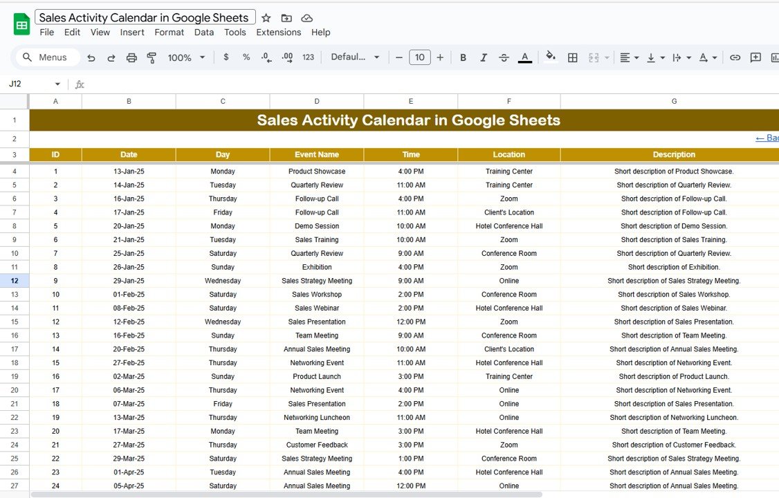 Events Sheet Tab
