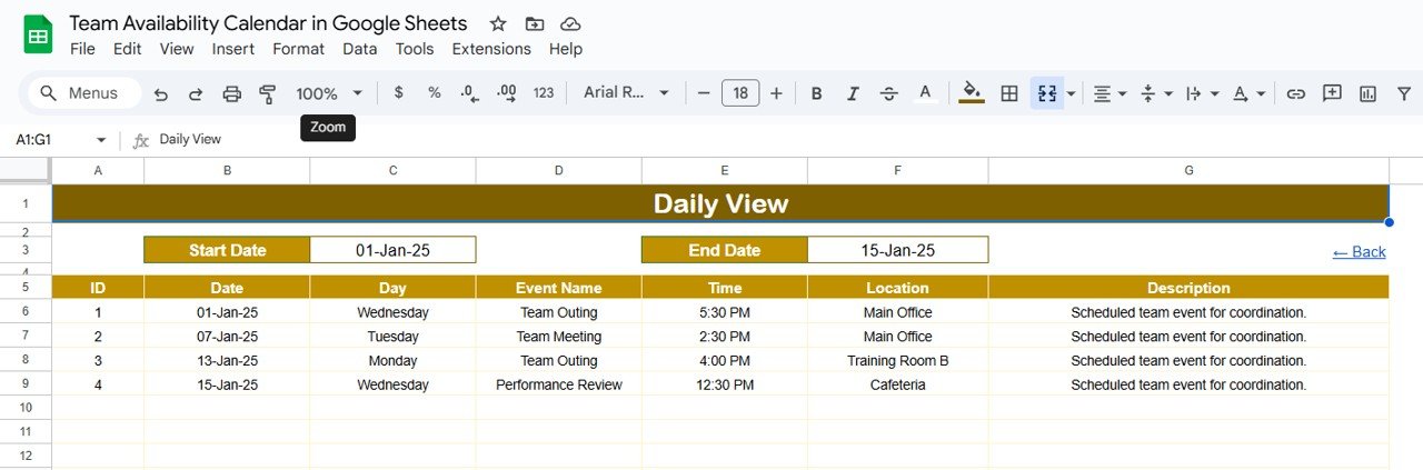 Daily View Sheet Tab