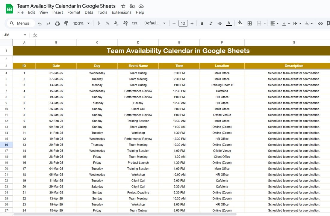 Events Sheet Tab