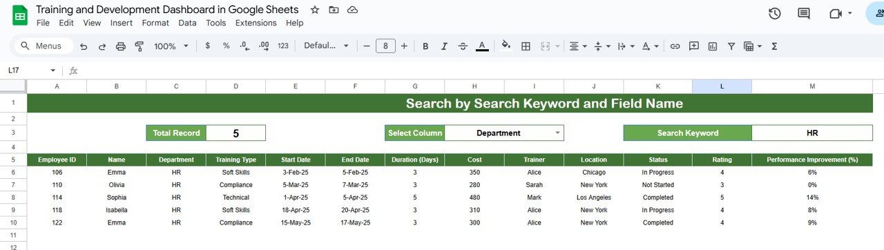 Search Sheet Tab