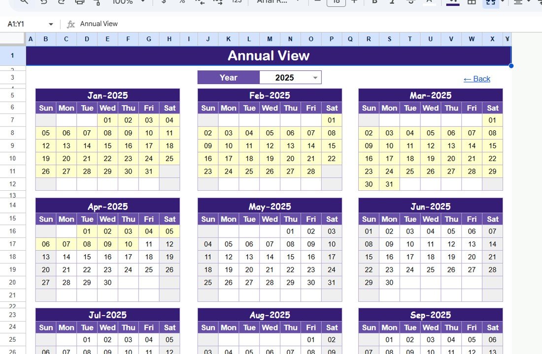 Annual View Sheet Tab