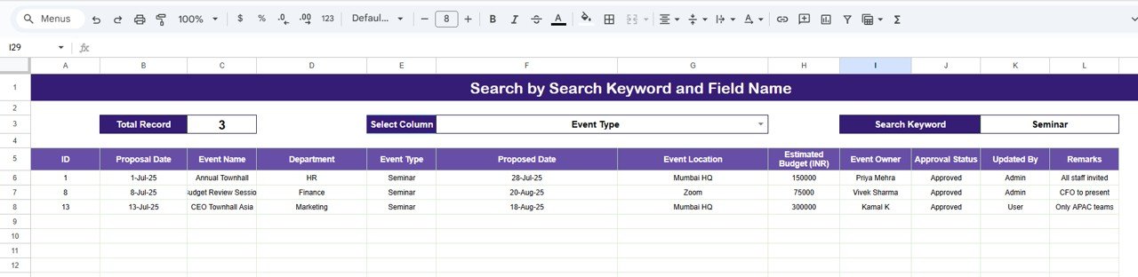 Search Sheet