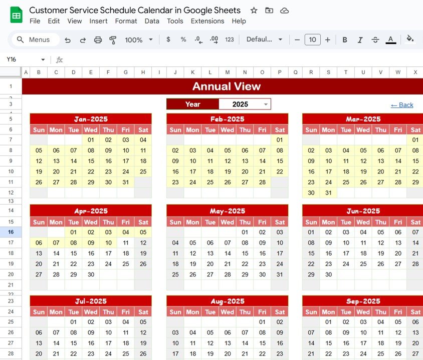 Annual View Sheet Tab