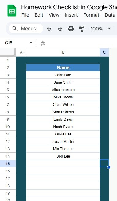 List Sheet