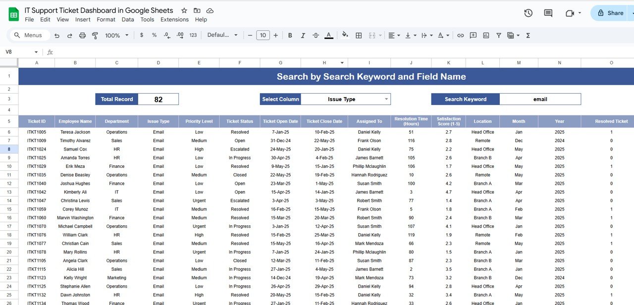 Search Sheet Tab