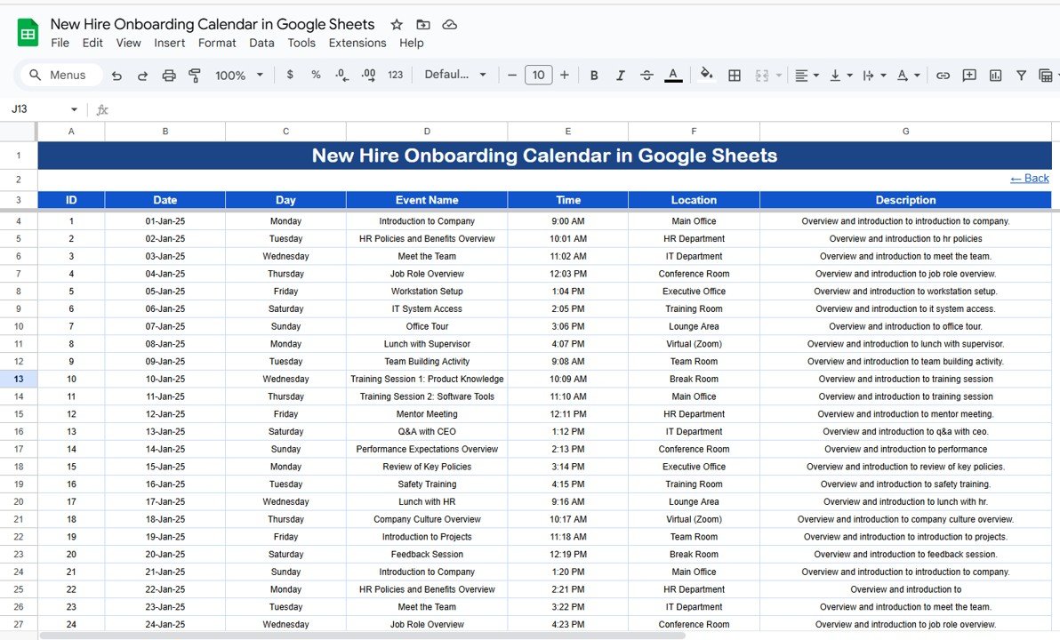 Events Sheet Tab