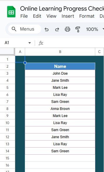 List Sheet Tab