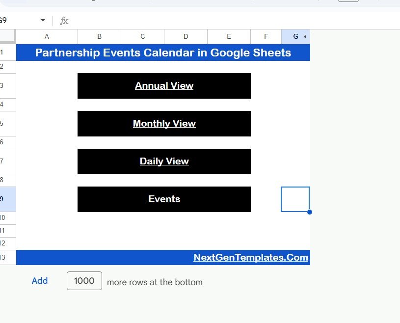 Partnership Events Calendar in Google Sheets