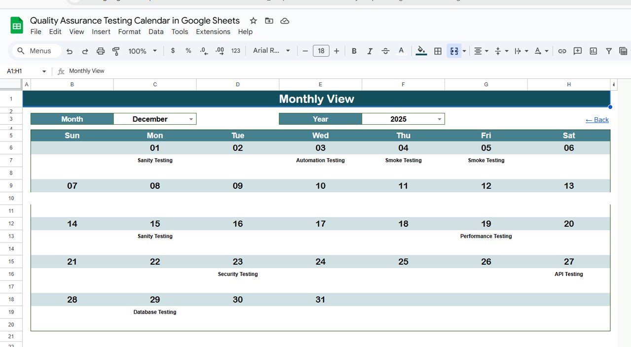 Monthly View Sheet Tab