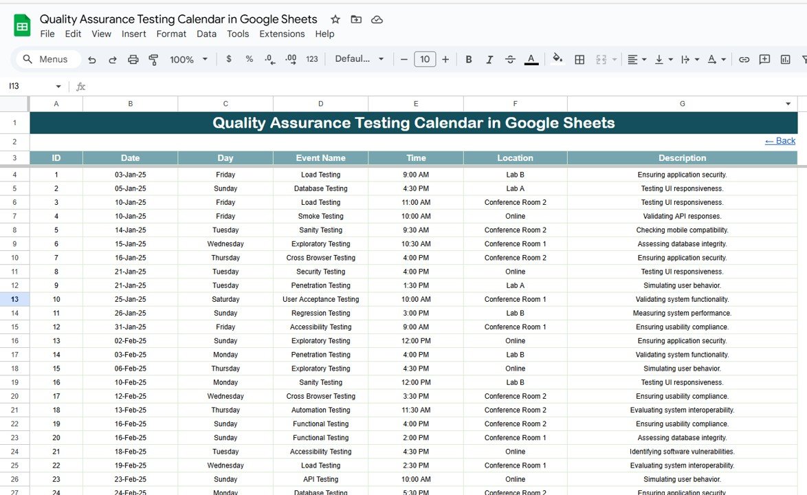 Events Sheet Tab
