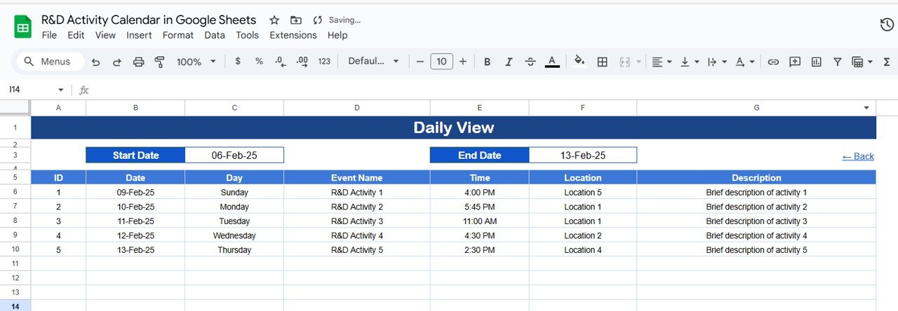 Daily View Sheet Tab