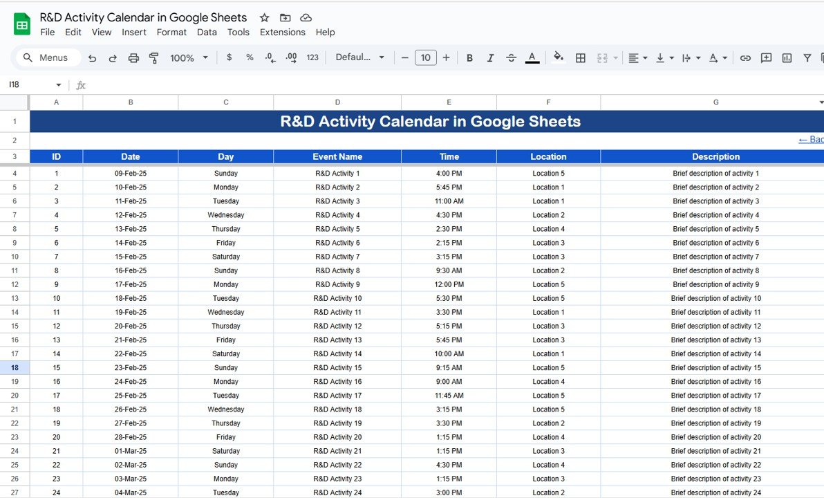 Events Sheet Tab