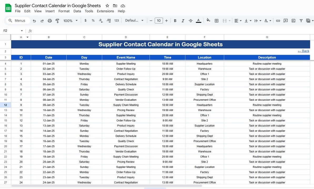 Events Sheet Tab